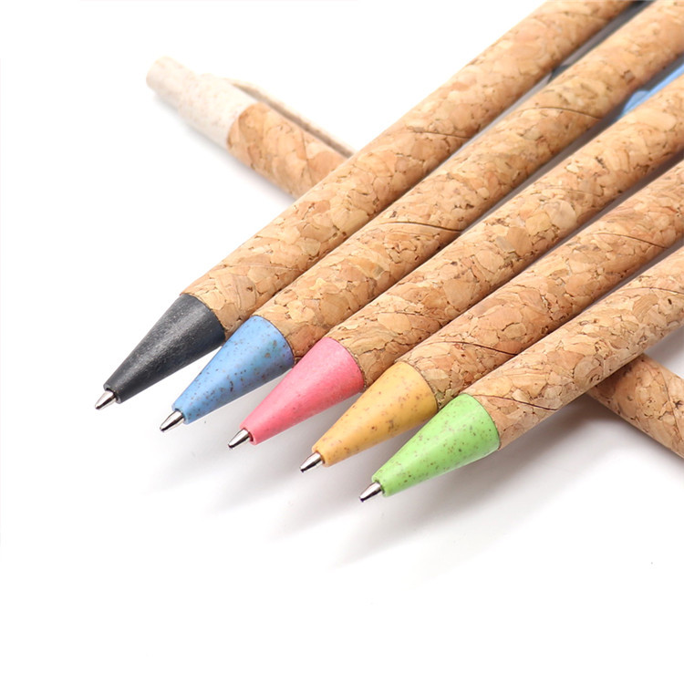 New in stock environmental protection cork tube ballpoint pen paper tube environmental protection pen printing advertising logo wheat straw material pen