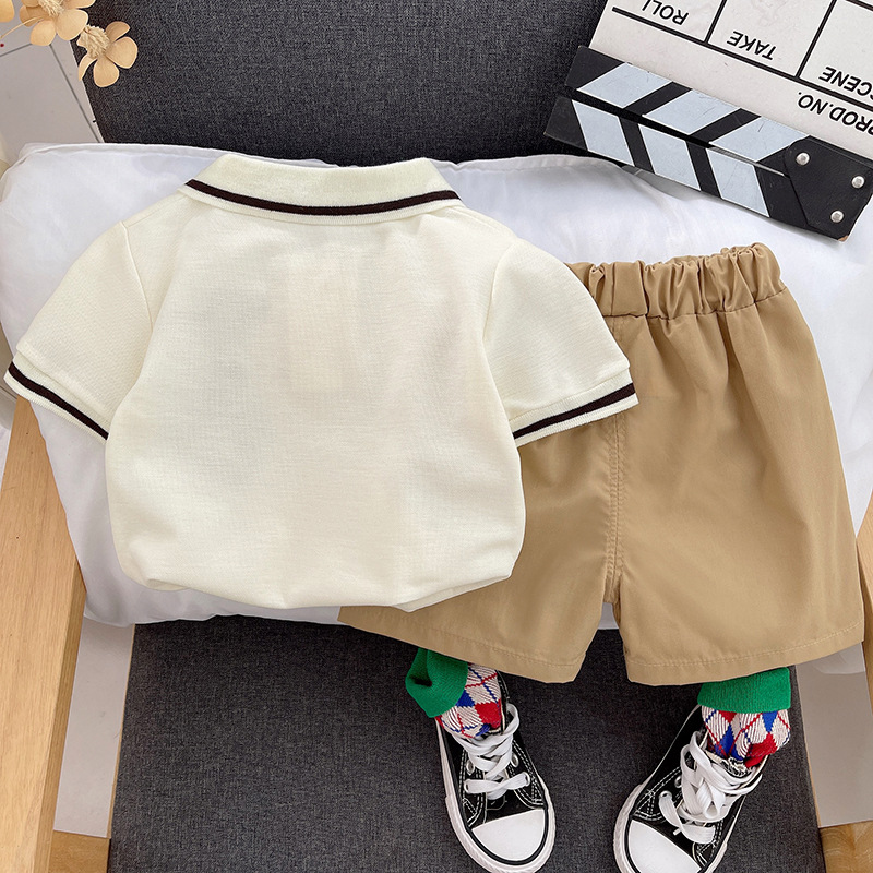 New Cartoon Children's Pure Short-sleeved suit Cotton Girls' Summer Baby Clothes Pants Korean Style Children's Wear Two-piece Set