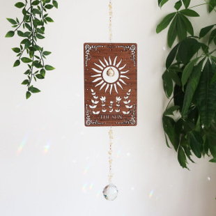 Cross-border Amazon Wooden Square Brand THE SUN Crystal Ball Pendant Window Hanging Rainbow Maker SUN Catcher