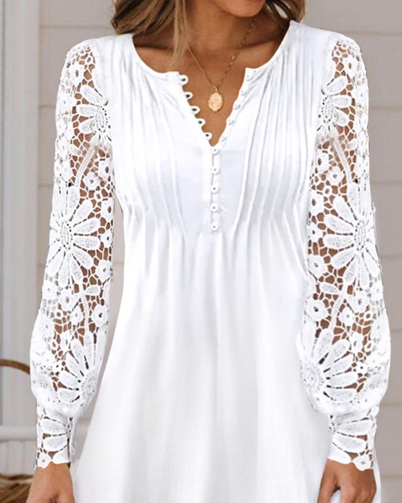 Independent station 2023 spring and summer women's new cross-border Amazon AliExpress fashion European and American lace long sleeve dress