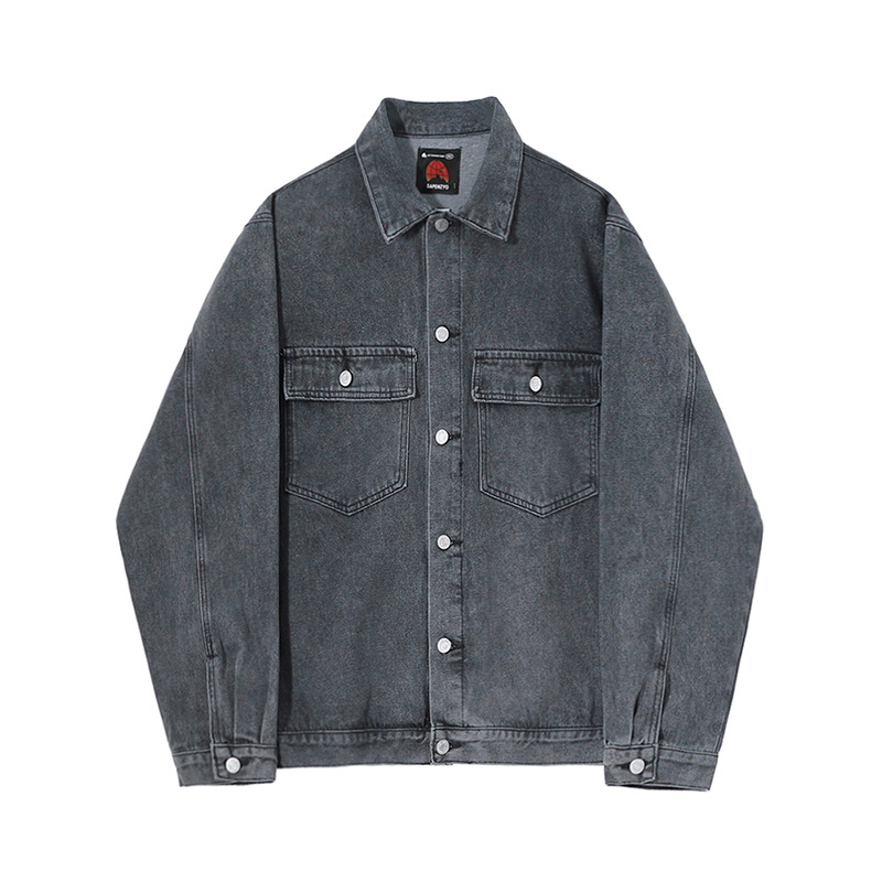 MYQ Denim coat men's spring and autumn Korean style trendy trendy handsome loose all-match lapel workwear jacket top