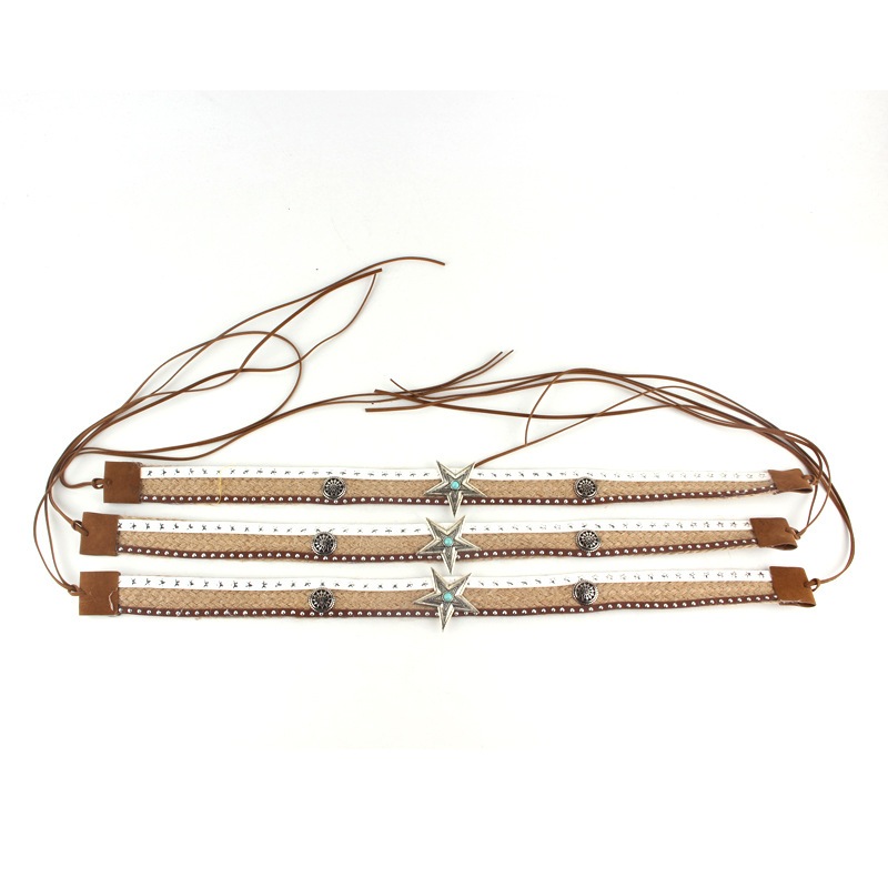 Personalized hat belt accessories handmade diy assembled hemp rope five-pointed star wide hat belt European and American style hat accessories wholesale