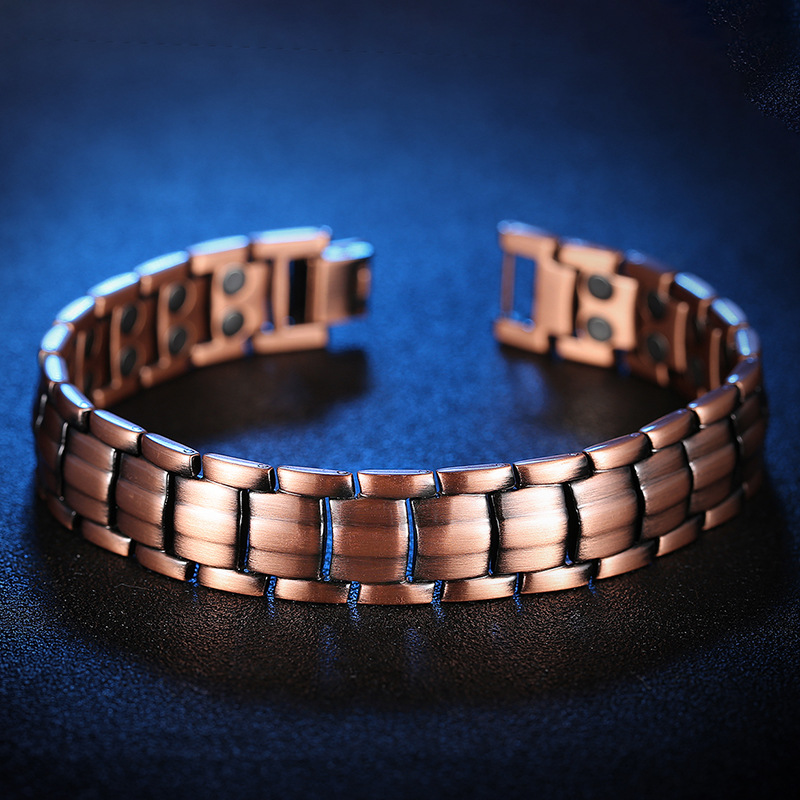 Amazon list red copper bracelet for men and women couple wide version red copper energy magnetic therapy jewelry wholesale
