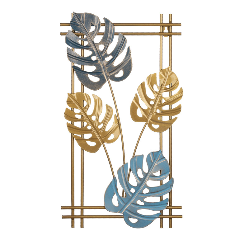 Modern New Chinese golden Wall hanging ginkgo flower three-dimensional Wall hanging home background Wall iron decoration