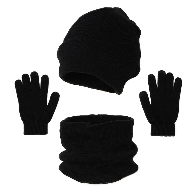 Cross-border exclusive for new foreign trade winter warm suit acrylic knitted wool hat scarf gloves three-piece set