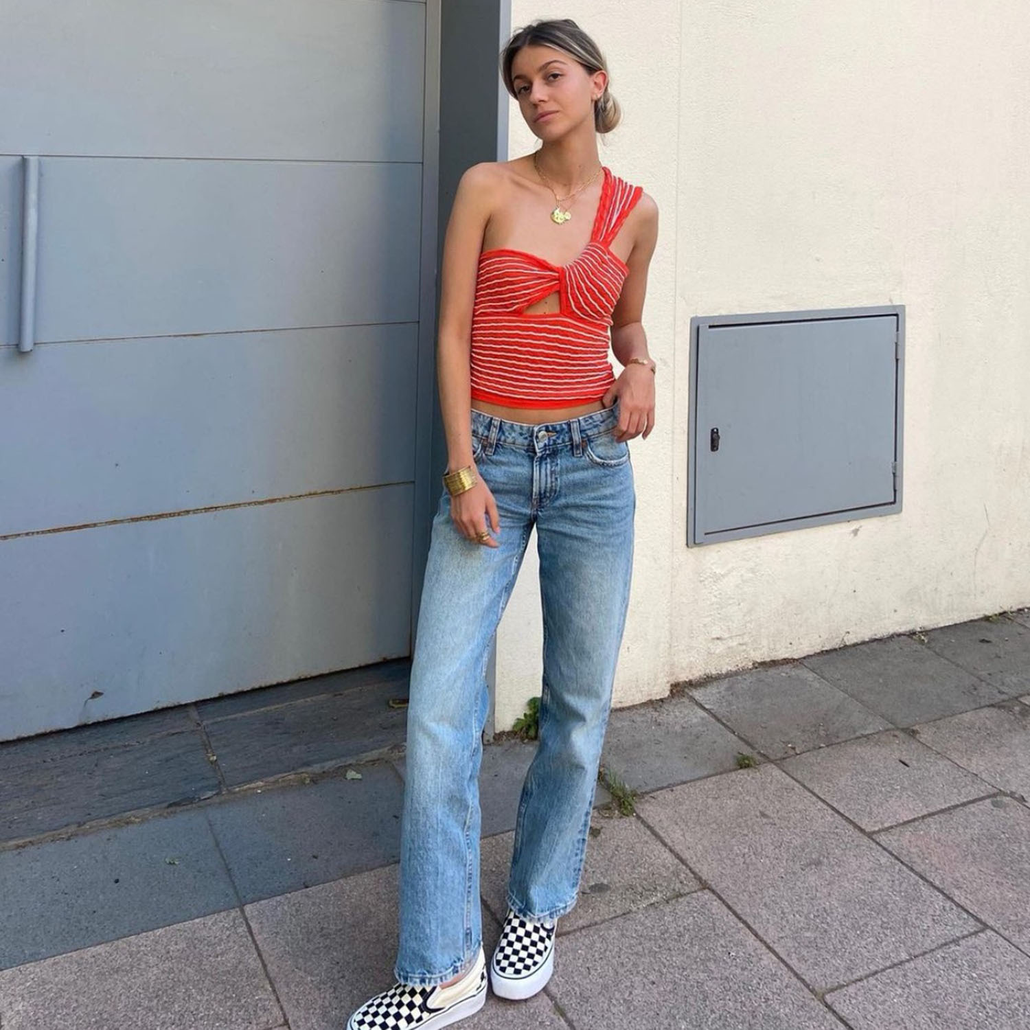 2022 spring and summer cross-border AliExpress Amazon independent station popular women's striped single shoulder knitted woolen vest