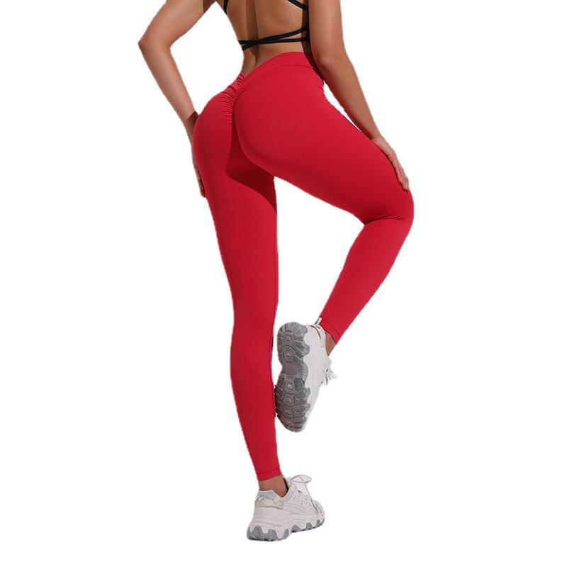 New V waist yoga pants women lulu naked high waist hip peach seam sports fitness tights breathable