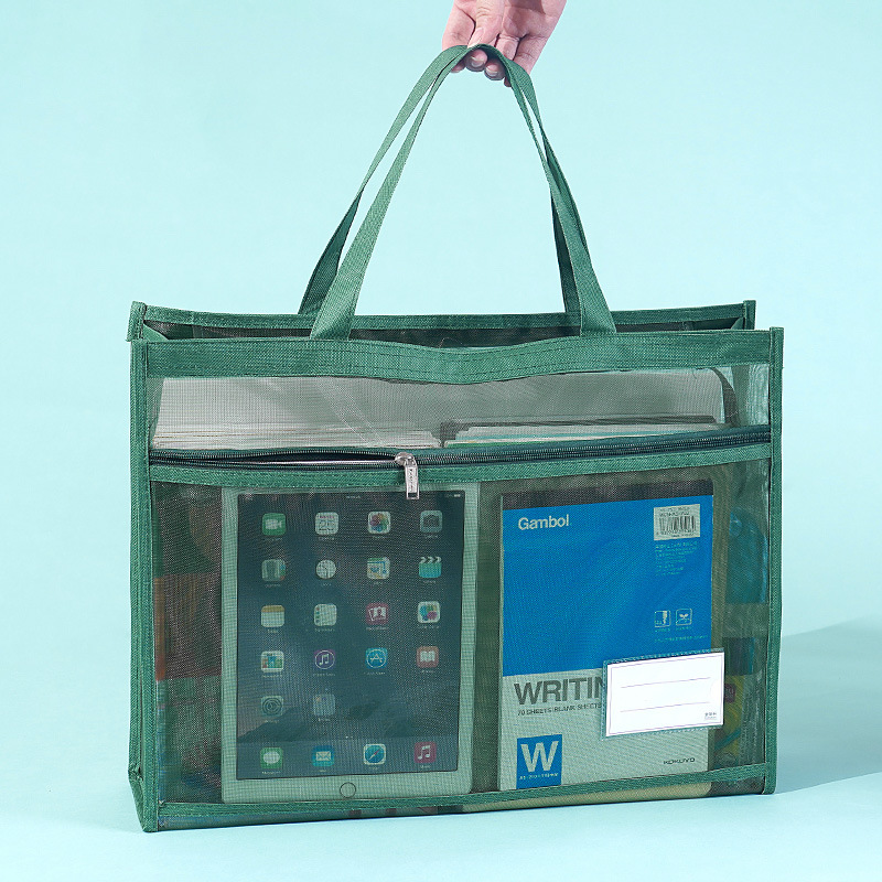 Super large A3 Art bag 8K transparent mesh portable zipper bag student large capacity drawing tutorial bag storage bag