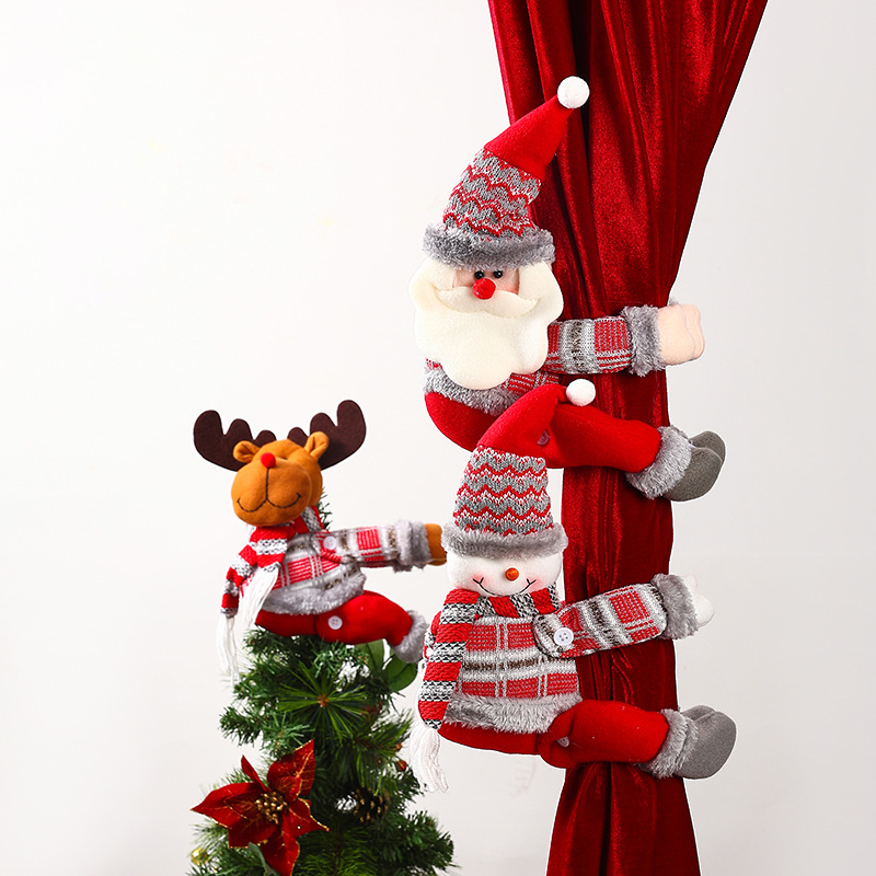 New Christmas decoration home curtain buckle Santa Claus holding buckle holiday window decoration door curtain hanging decoration gift