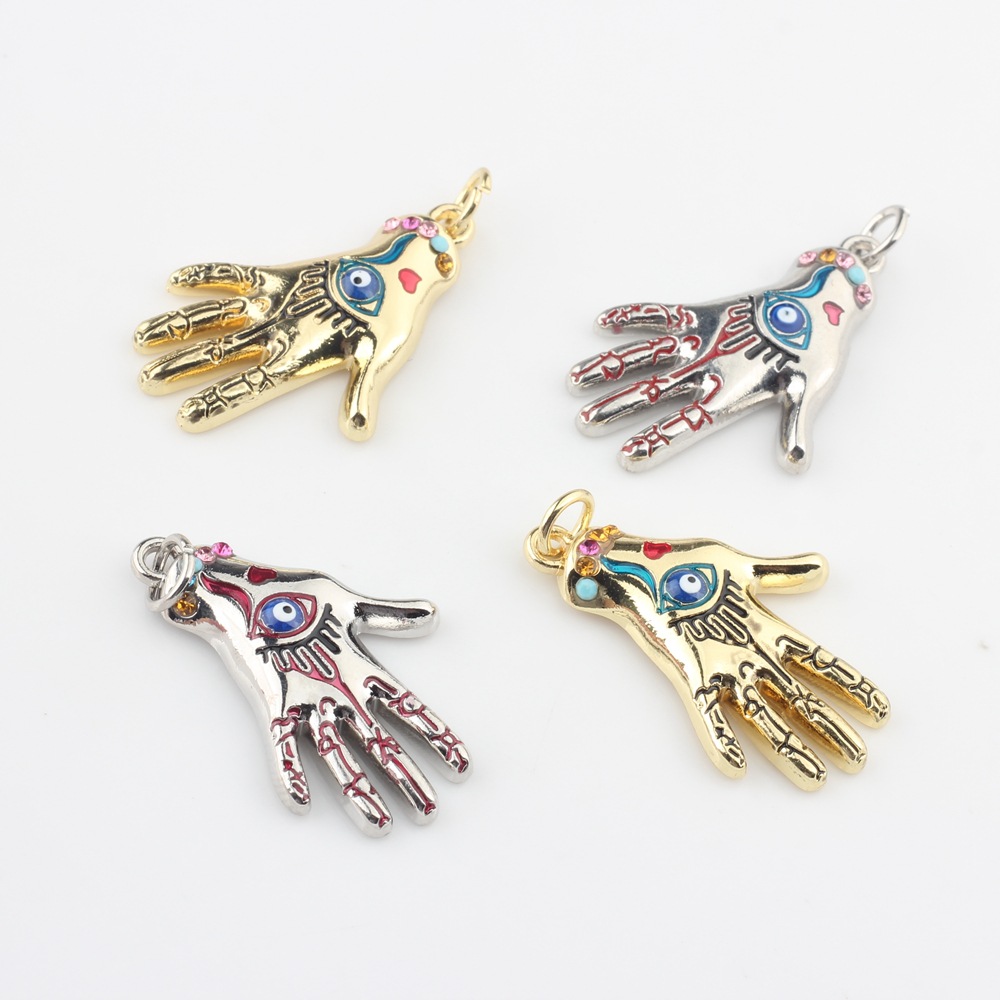 European and American alloy dripping oil point diamond palm finger small pendant pendant DIY popular fashion earrings jewelry accessories