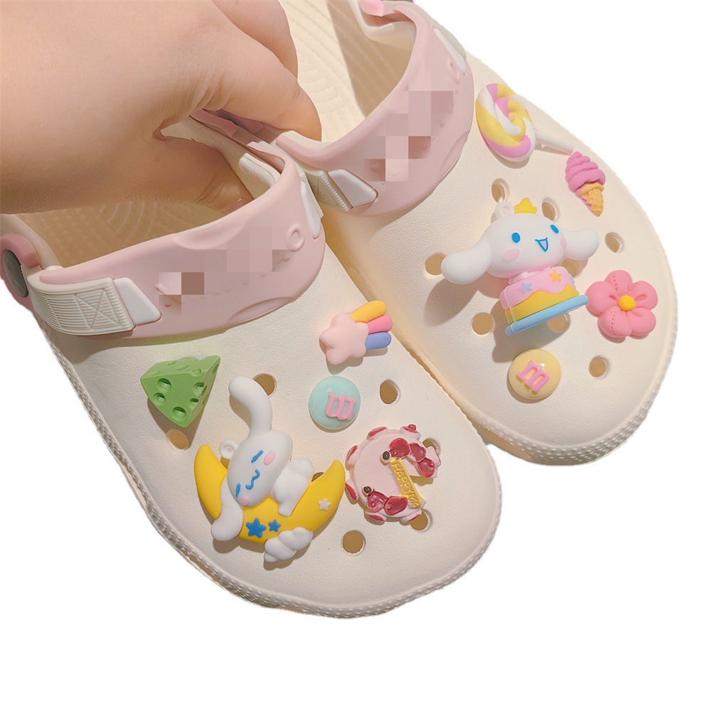 New Cartoon white dog planet soft rubber doll hole shoes shoes flower accessories DIY decoration detachable three-dimensional children