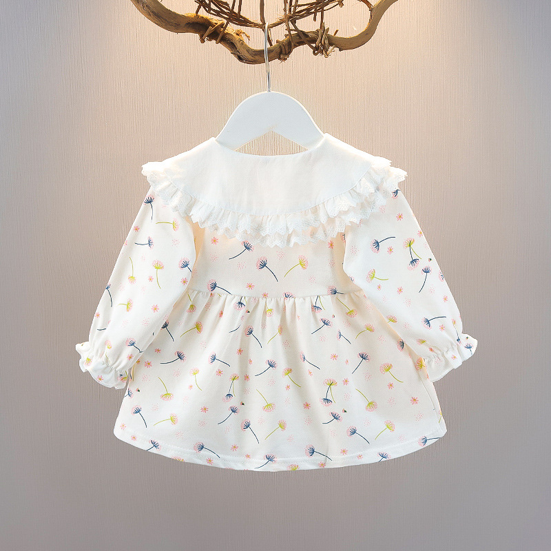 Girls' autumn floral skirt western style autumn clothes baby girls' Korean style dress baby autumn clothes