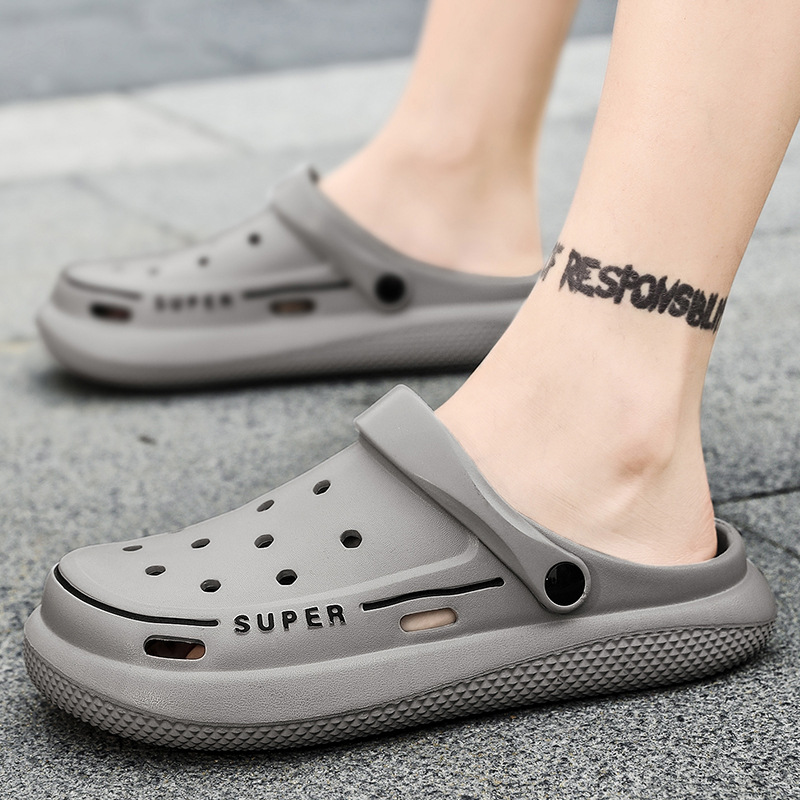 Beach Hole Shoes Men's New Non-slip Outer Wear Summer Sandals Explosive Fashionable Fashionable Thick Sole Slippers