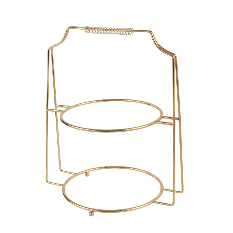 European-style Creative Ceramic Double-layer Iron Tray Rack Cake Iron Tray Rack New Afternoon Tea West Dim & Sum Rack