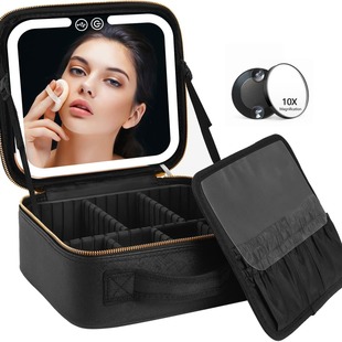 Cosmetic Bag with Mirror LED Large Capacity Portable Cosmetic Bag High Value Light with Mirror Cosmetic Storage