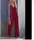 European and American women's deep V backless jumpsuit cross-border long solid color slim sleeveless jumpsuit women's wholesale