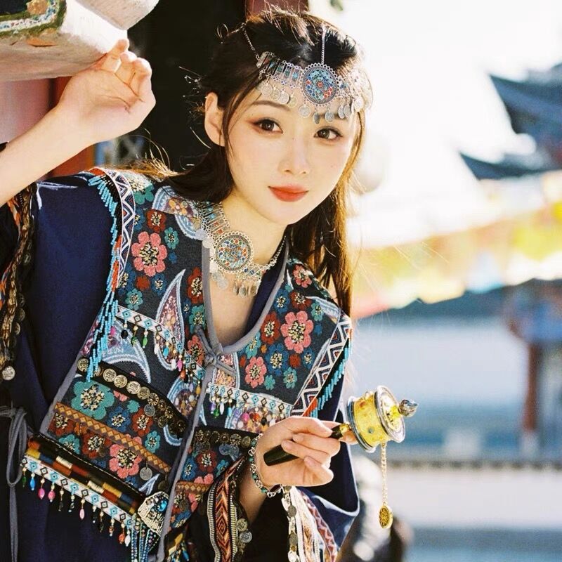 民族風流蘇頭飾雲南傣族異域服飾配件明星同款額頭鏈手鍊耳飾套裝