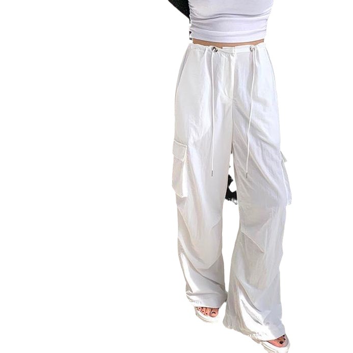 South Korea Dongdaemun 2023 Summer New Fashion Side Pocket Slimming Daily Casual Pants Drawstring Workwear Pants for Women