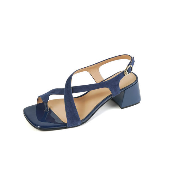 Summer 2022 New Chunky Heel Cross Strap Set Toe Sandals Women's Summer Belt Buckle Mid-heel Retro Elegant Women's Shoes