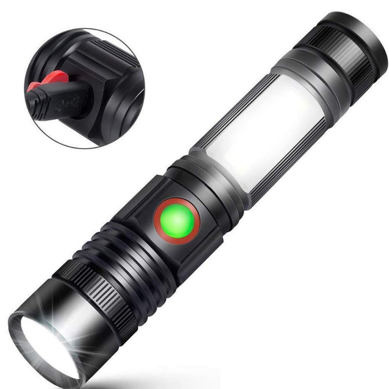 Amazon new wholesale USB rechargeable flashlight mini portable magnetic flashlight T6 zoom flashlight