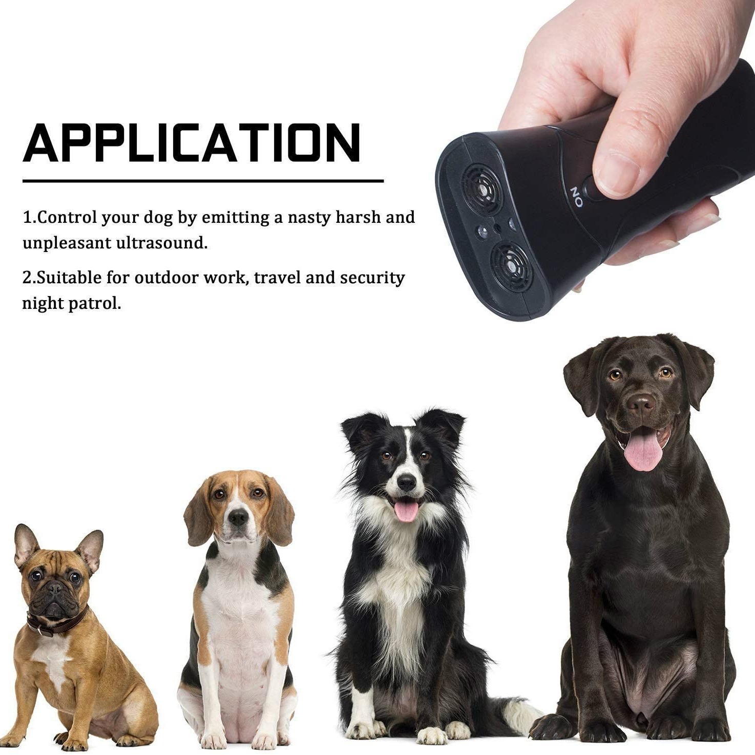 Cross-border Double-head LED Flashlight Boxed Battery Ultrasonic Dog Exhor Portable Dog Trailer Dog Barking Dog Tracker