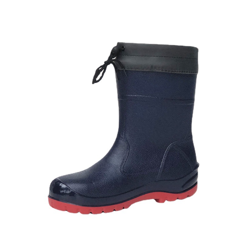 Steel Head Rain Boots Steel Bottom Rain Boots Anti-smashing Anti-stab Spring and Summer Mid-barrel Short-barrel Men's Construction Site Coal Mine Work Thick Bottom Outdoor