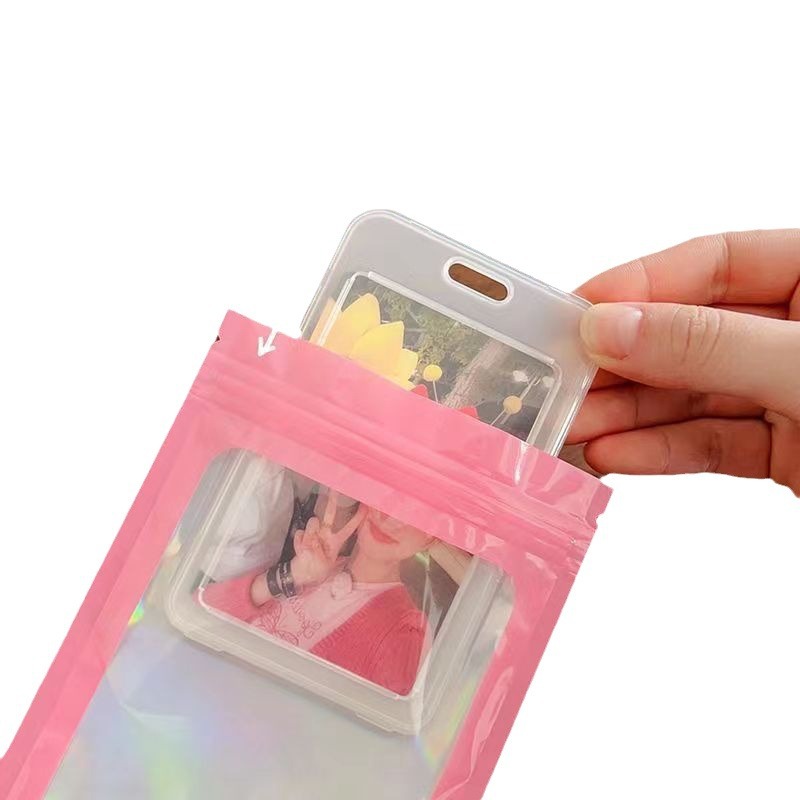 Factory in stock laser colorful self-sealing bag jewelry storage sealed bag gu Ka gu plate macaron color self-adhesive bag