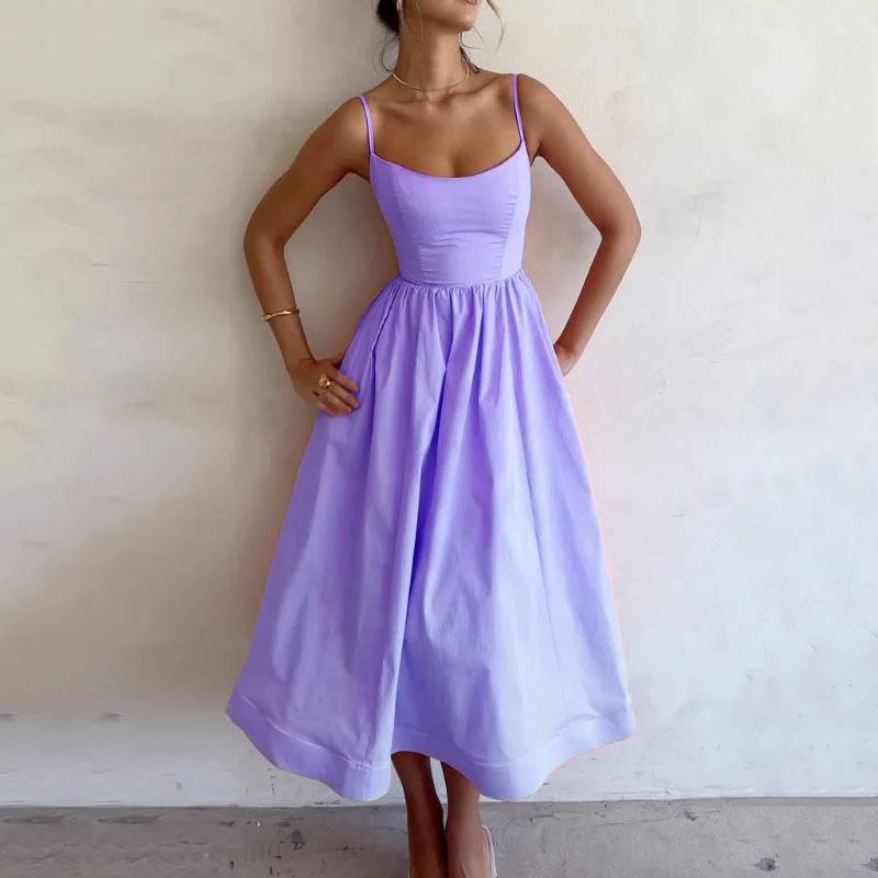 Cross-border Amazon 2025 New Spring European and American Women's Elegant Printed Strapless Large Backless High Waist dress