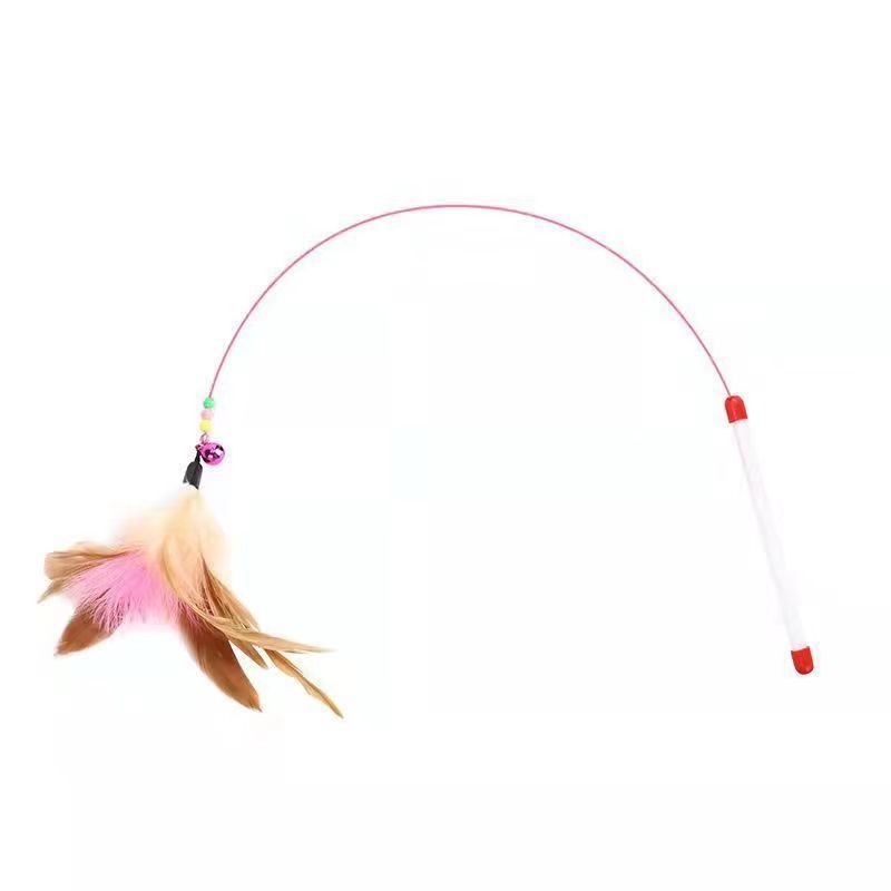 Cat Toy funny cat stick steel wire color feather with Bell funny cat toy pet cat training cat stick funny cat artifact