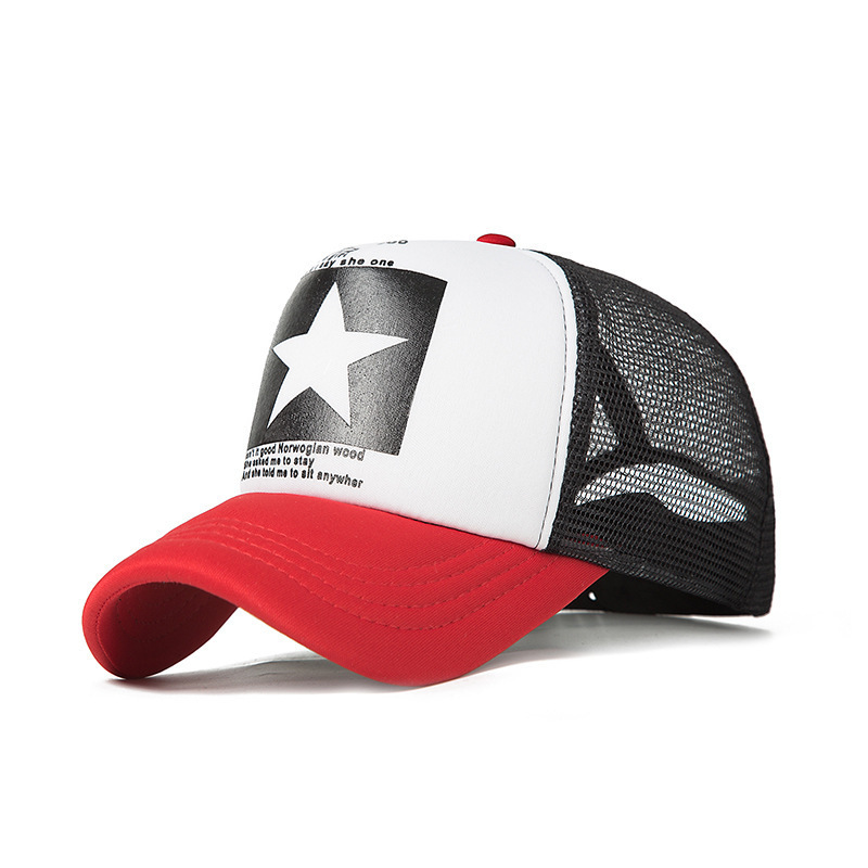 Fashion Five-pointed Star Baseball Cap Men's and Women's Retro Printed Mesh Cap Hip-hop Breathable Summer Outdoor Sun Hat