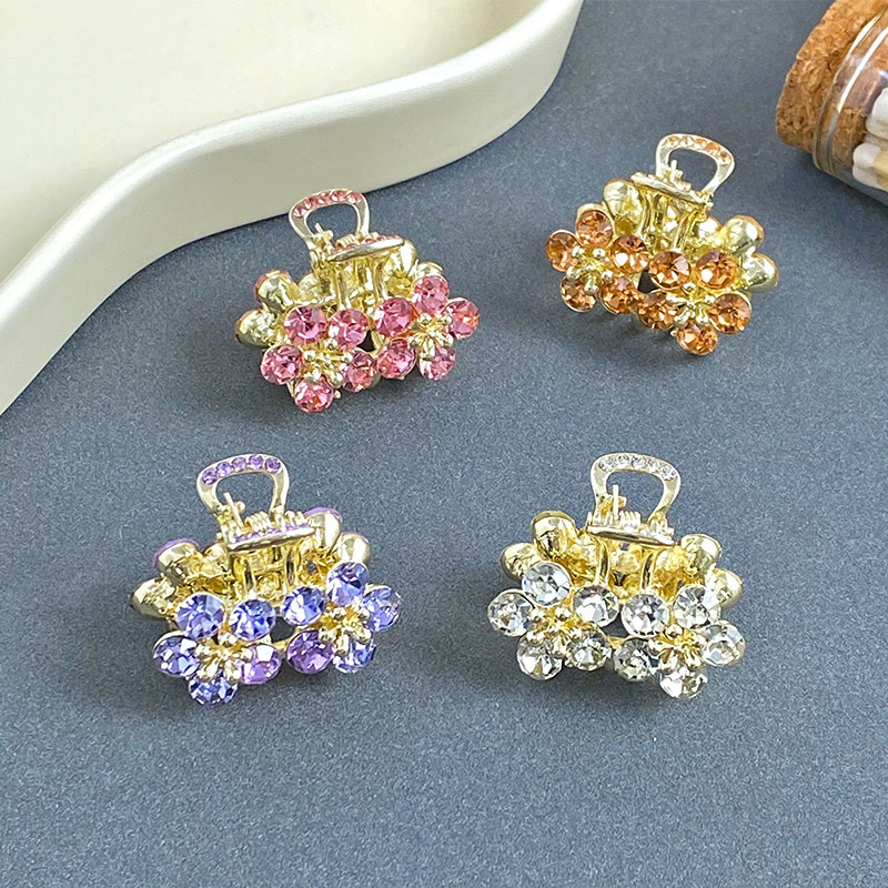 Small Bangs Grab Clip 2022 New Crystal Flower Side Hairpin Korean Internet Celebrity Mini Elegant Grab Hair Accessories_voghion.com