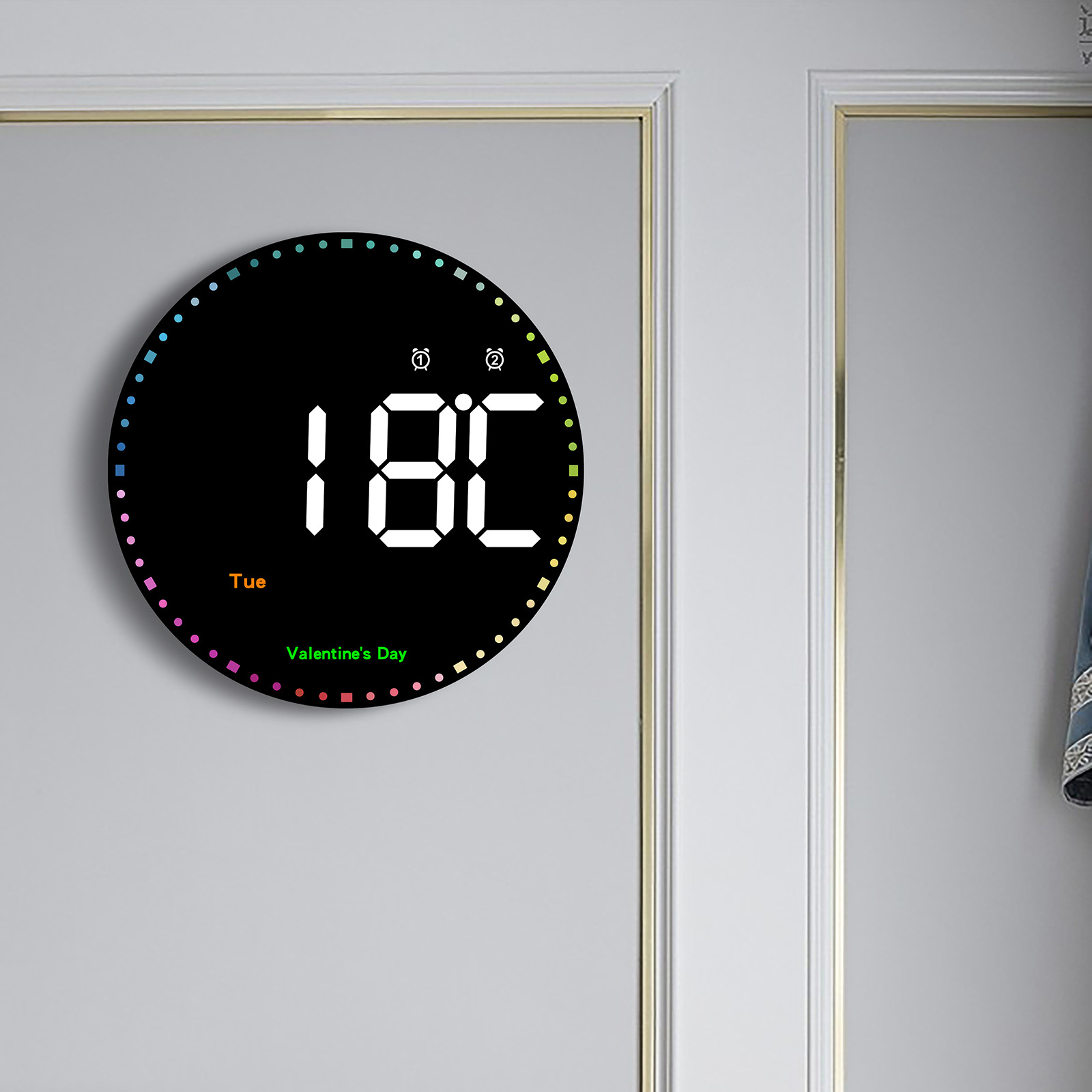 Digital electronic clock living room simple big font wall clock LED clock is Countdown colorful second hand clock 6635
