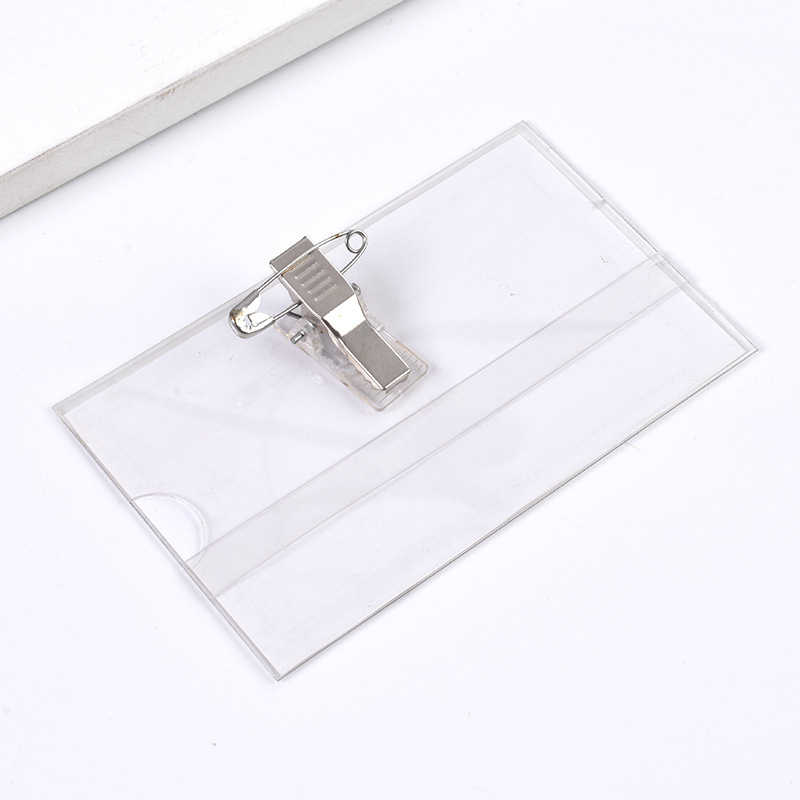 pvc double-sided transparent pin clip employee ID card holder tag work card student ID badge badge badge factory card