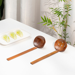 Japanese-style Wooden Ramen Soup Spoon Colander Tortoise Shell Spoon Hot Pot Malatang Long-handled Spoon Simple Household Log Tableware