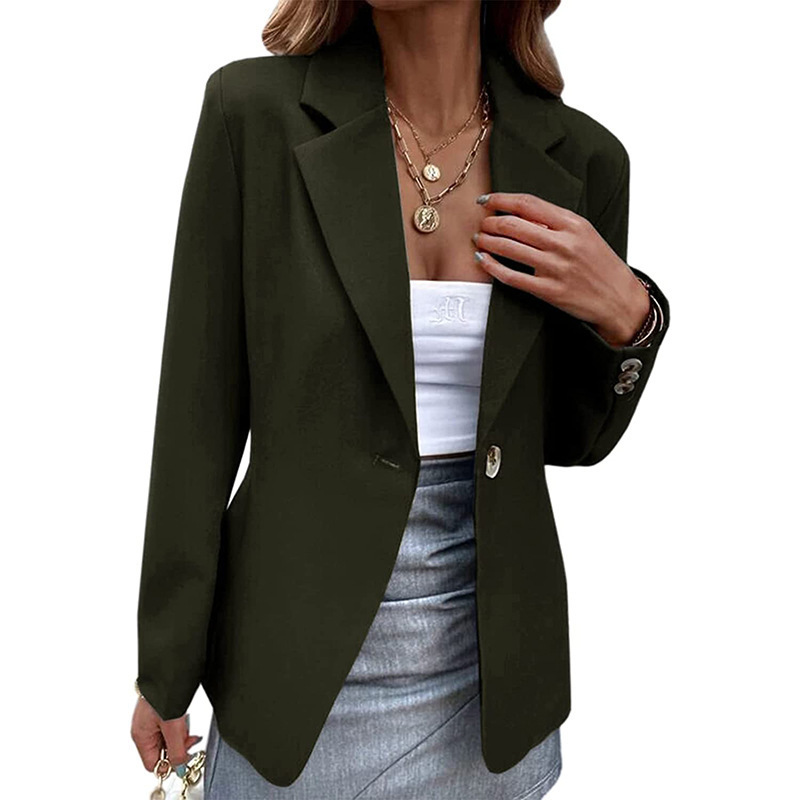  Amazon independent station European and American autumn and winter new women's casual long-sleeved solid color one-button suit jacket