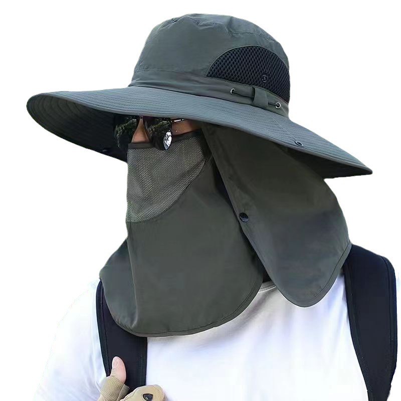 Fisherman hat men's summer UV protection outdoor travel sun hat fishing face cover sun hat big brim sun hat