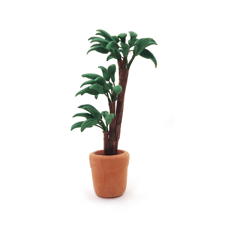 1:12 dollhouse accessories dollhouse mini clay flower indoor plant brazilwood green plant pot model