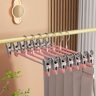 Non-slip Dipped Pants Rack Stainless Steel Pants Rack Drying Rack Bold Multifunctional Retractable Underwear Socks Strong Clip