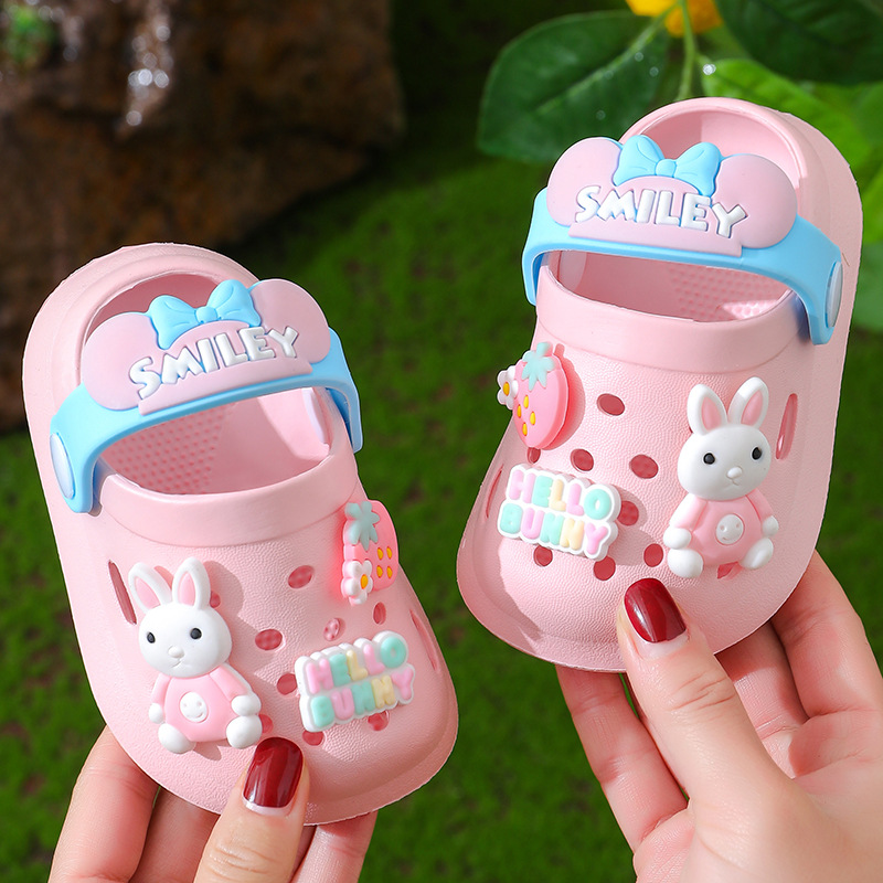 女童凉鞋儿童夏季宝宝室内软底婴幼儿防滑拖鞋卡通男童包头洞洞鞋