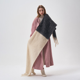 Simple color matching soft touch plush scarf winter thickened lengthened cashmere shawl student windproof scarf female