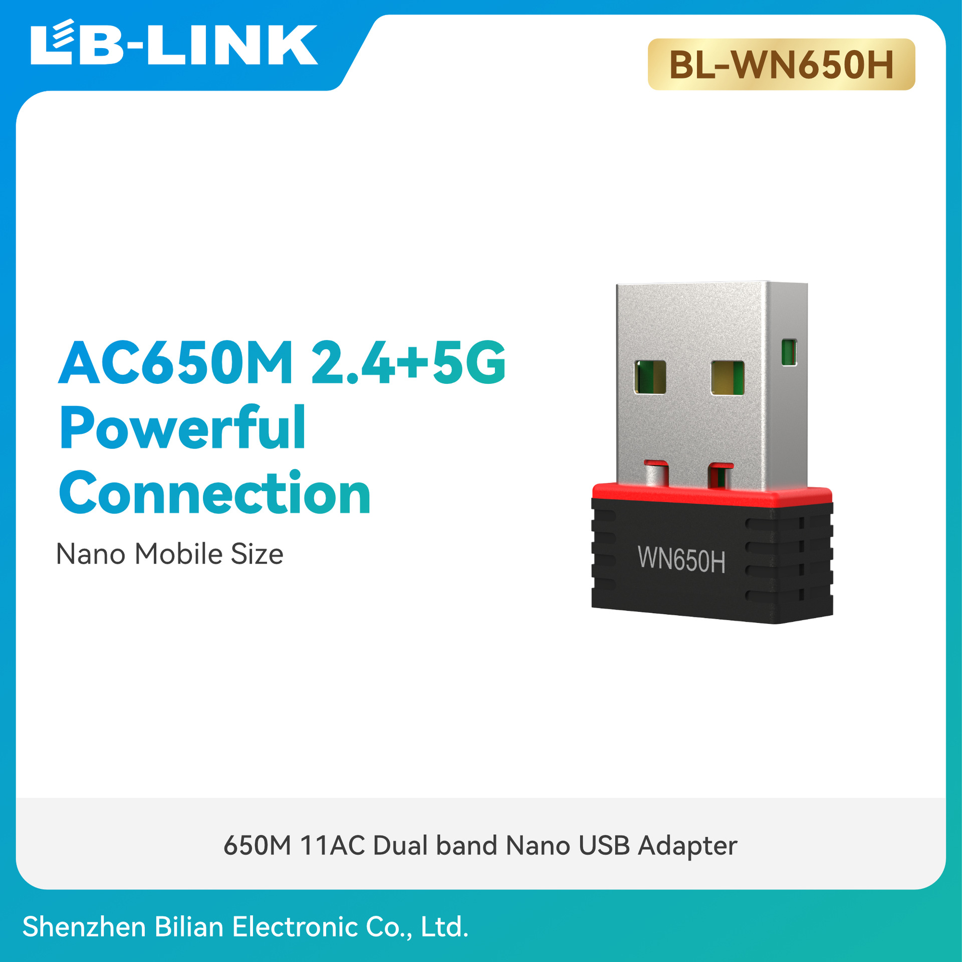 Dual frequency 650m wireless network card wifi receiver laptop network usb Desktop must connect WN650H