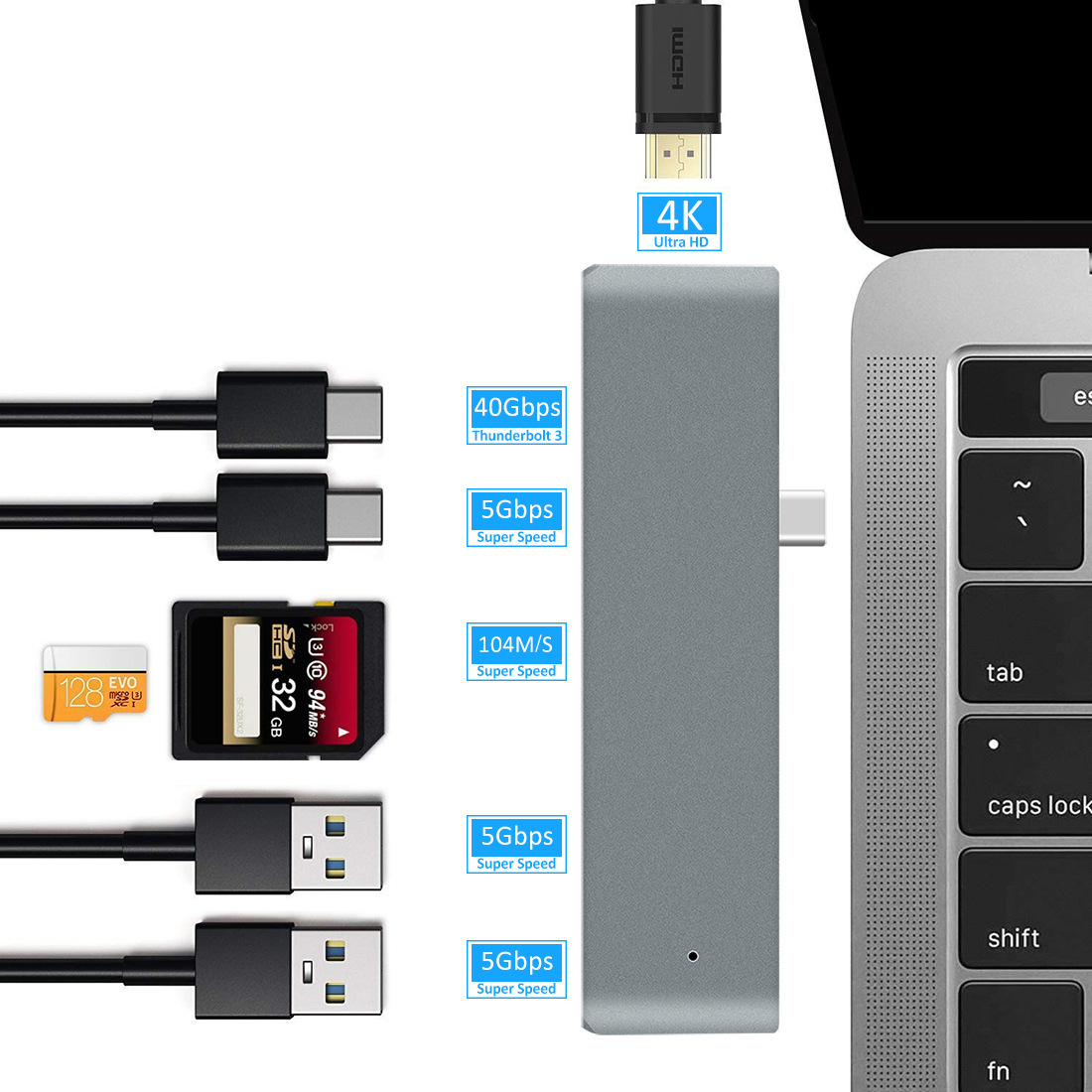 7in1拓展塢USBC轉HDMI4k USB3.0hubsd/tf讀卡Macbook筆記本轉換器