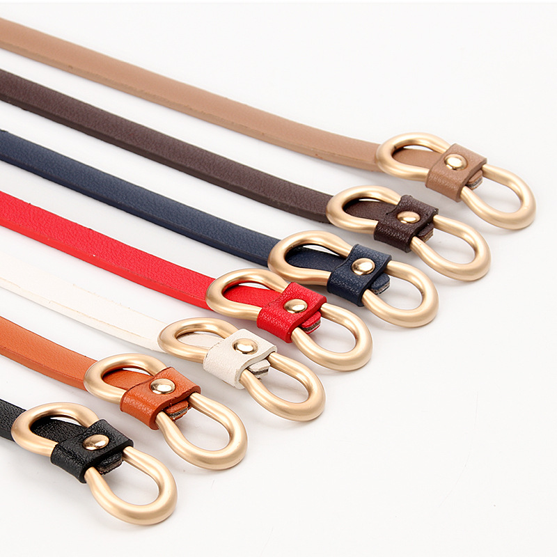 New women's belt simple 8-word buckle all-match shirt dress narrow belt non-hole pu decorative thin belt