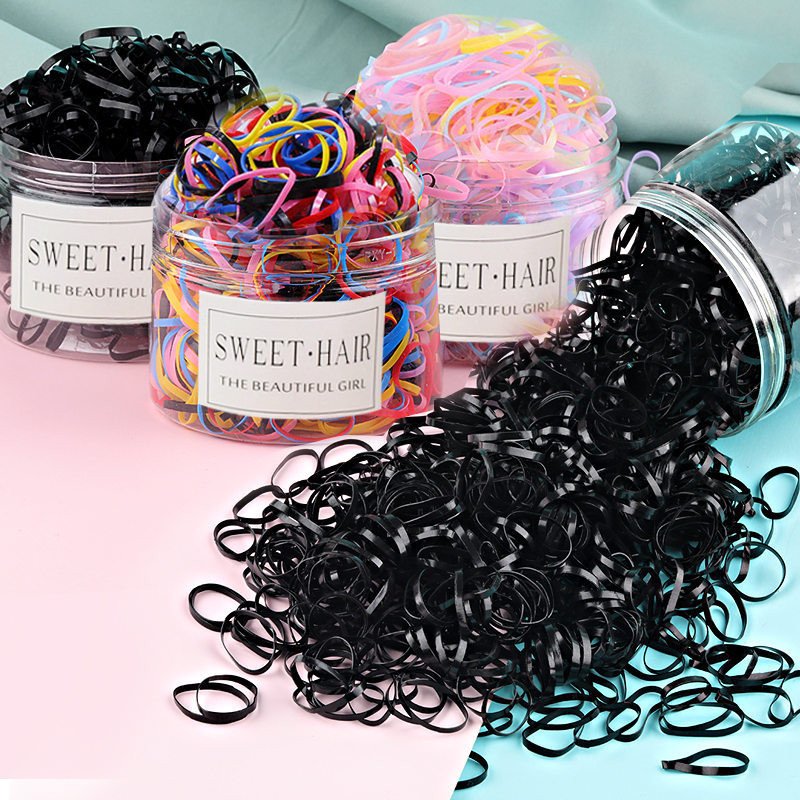 Disposable rubber band canned children's leather band color hair band thickened thick black adult women's hair tie small rubber ring