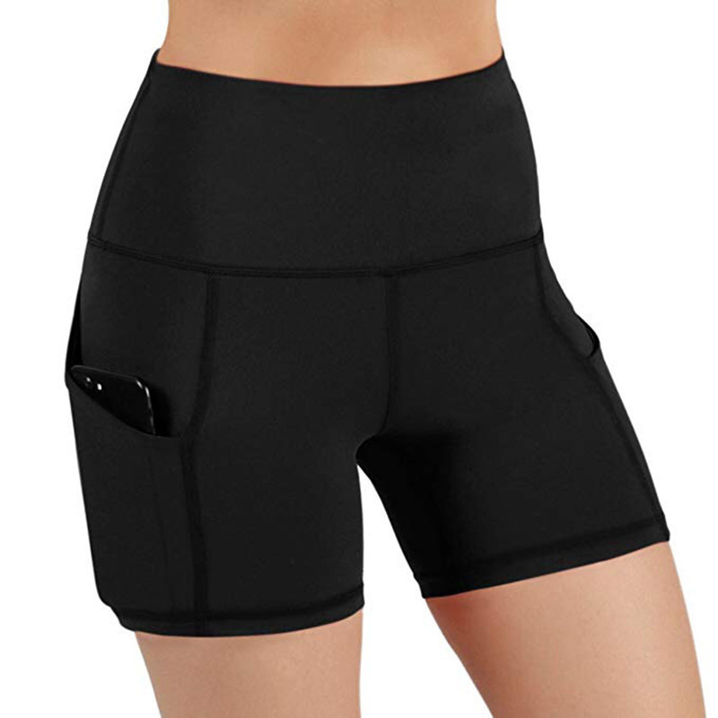 2021 Cross-border European and American Hip Lifting Fitness Running High Waist Sports Shorts Women's Mobile Phone Side Pocket Yoga Leggings