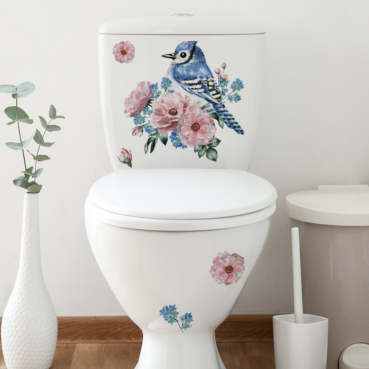 MS4127 New Bird Flower toilet stickers toilet decorative stickers creative wall stickers self-adhesive pvc