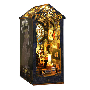Qiaolexing diy cabin Detective Club hand-assembled stereo induction book stand model ornaments birthday gift for women