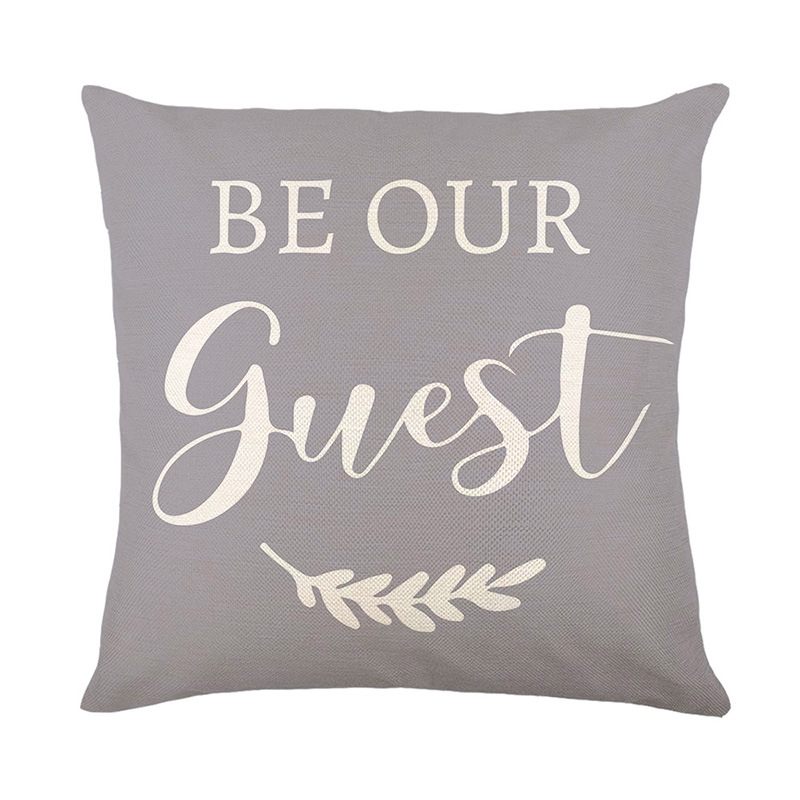Amazon New Spring Floral Throw Pillow Cover Linen Printed Letter Sofa Cushion Cover Cross-border Home Throw Pillow Cover