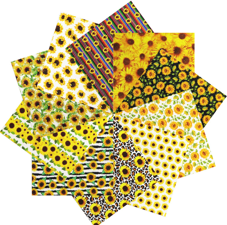Cross-border New Sunflower Printed Fabric DIY Handmade Patchwork Group Pure Cotton Digital Printed Small Floral Fabric
