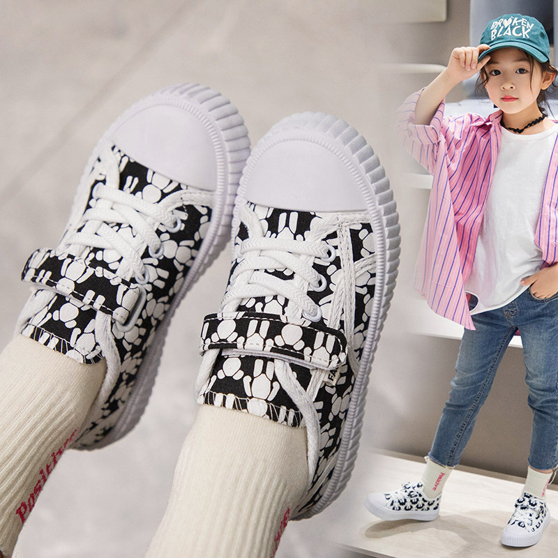 Girls Bear Skate Shoes Boys Canvas Shoes 2023 New Spring and Autumn Children's Fashion Casual Shoes Breathable Sneakers Trendy
